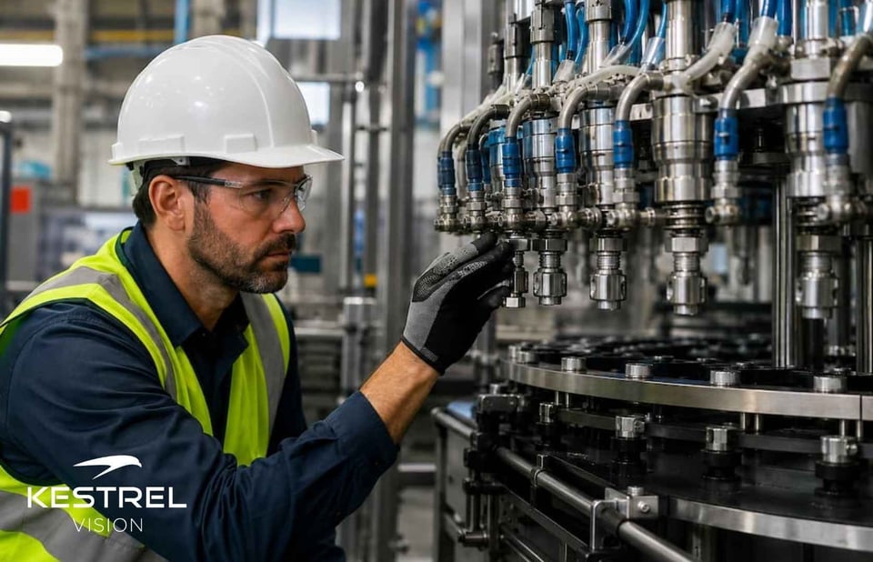 Line maintenance inspects filling valves for leaks.